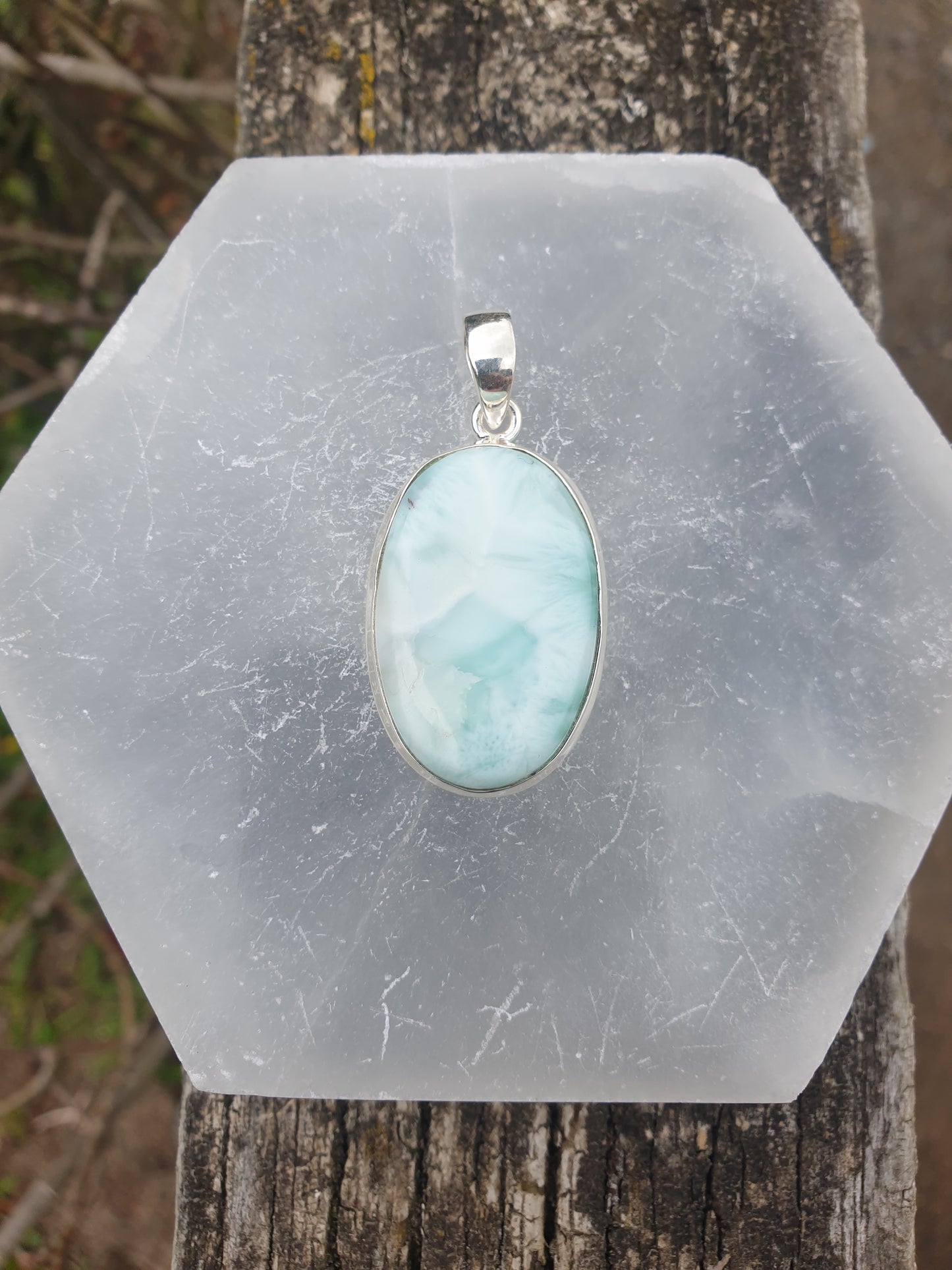 Larimar | Polished Sterling Silver Pendant D