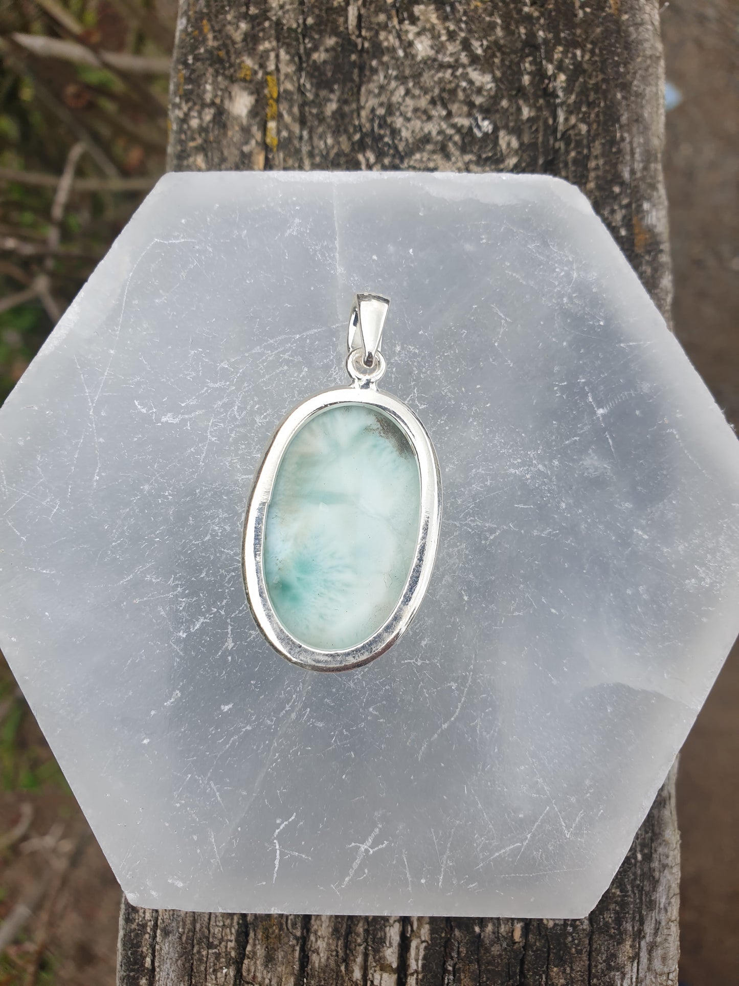 Larimar | Polished Sterling Silver Pendant D