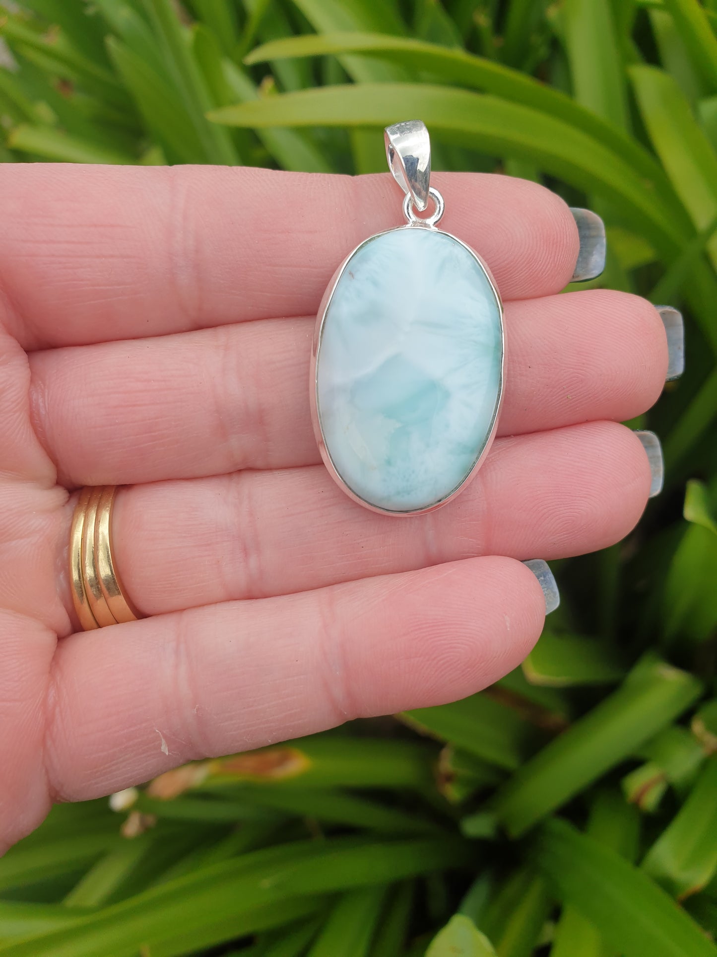 Larimar | Polished Sterling Silver Pendant D