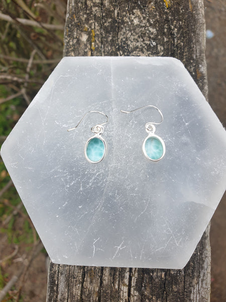 Larimar | Polished Sterling Silver Earrings A