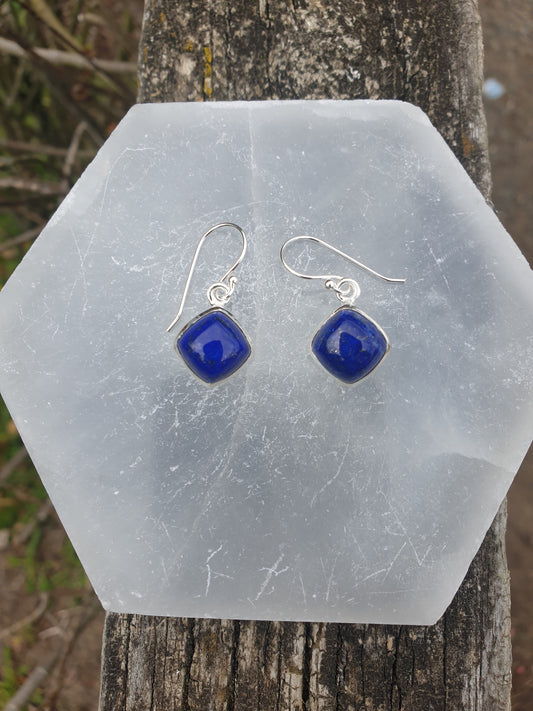 Lapis Lazuli | Polished Sterling Silver Earrings F