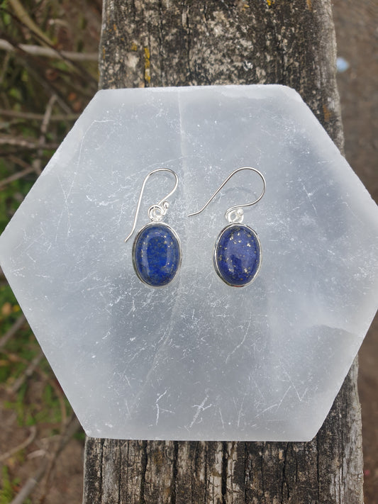 Lapis Lazuli | Polished Sterling Silver Earrings E