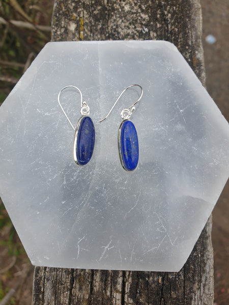 Lapis Lazuli | Polished Sterling Silver Earrings D