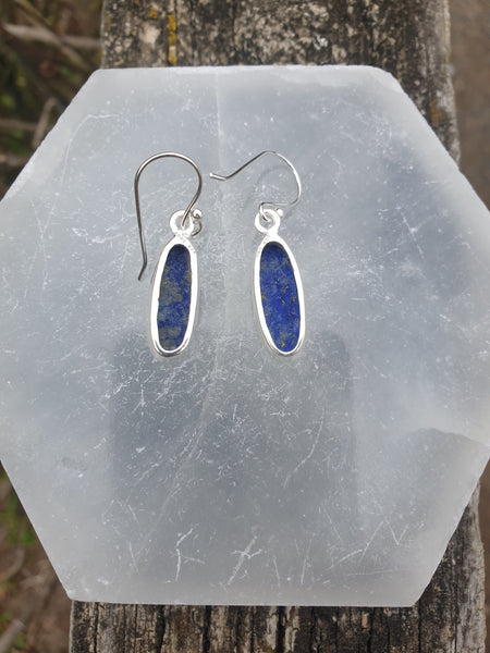 Lapis Lazuli | Polished Sterling Silver Earrings D