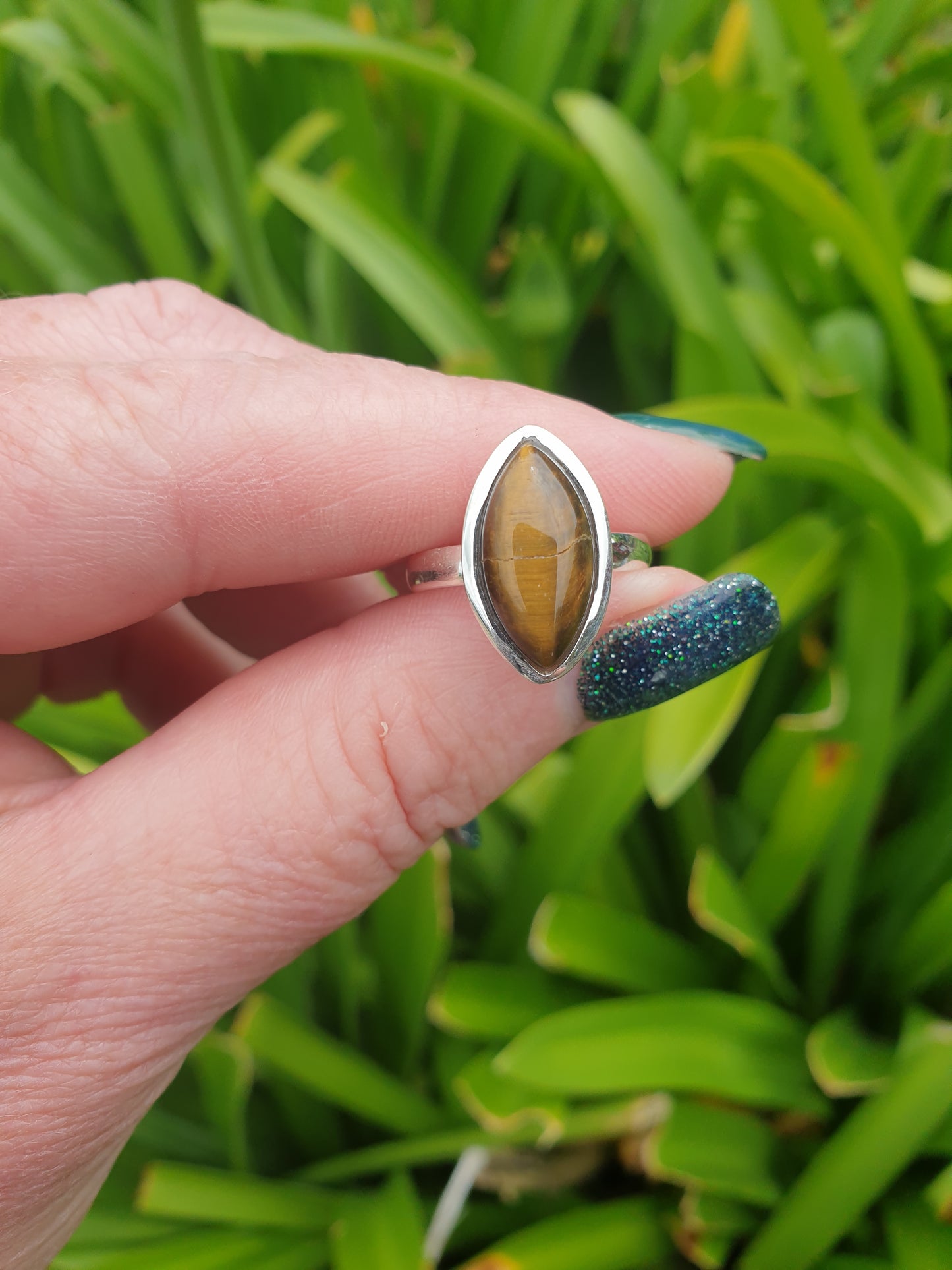 Tigers Eye | Polished Sterling Silver Adjustable Ring C