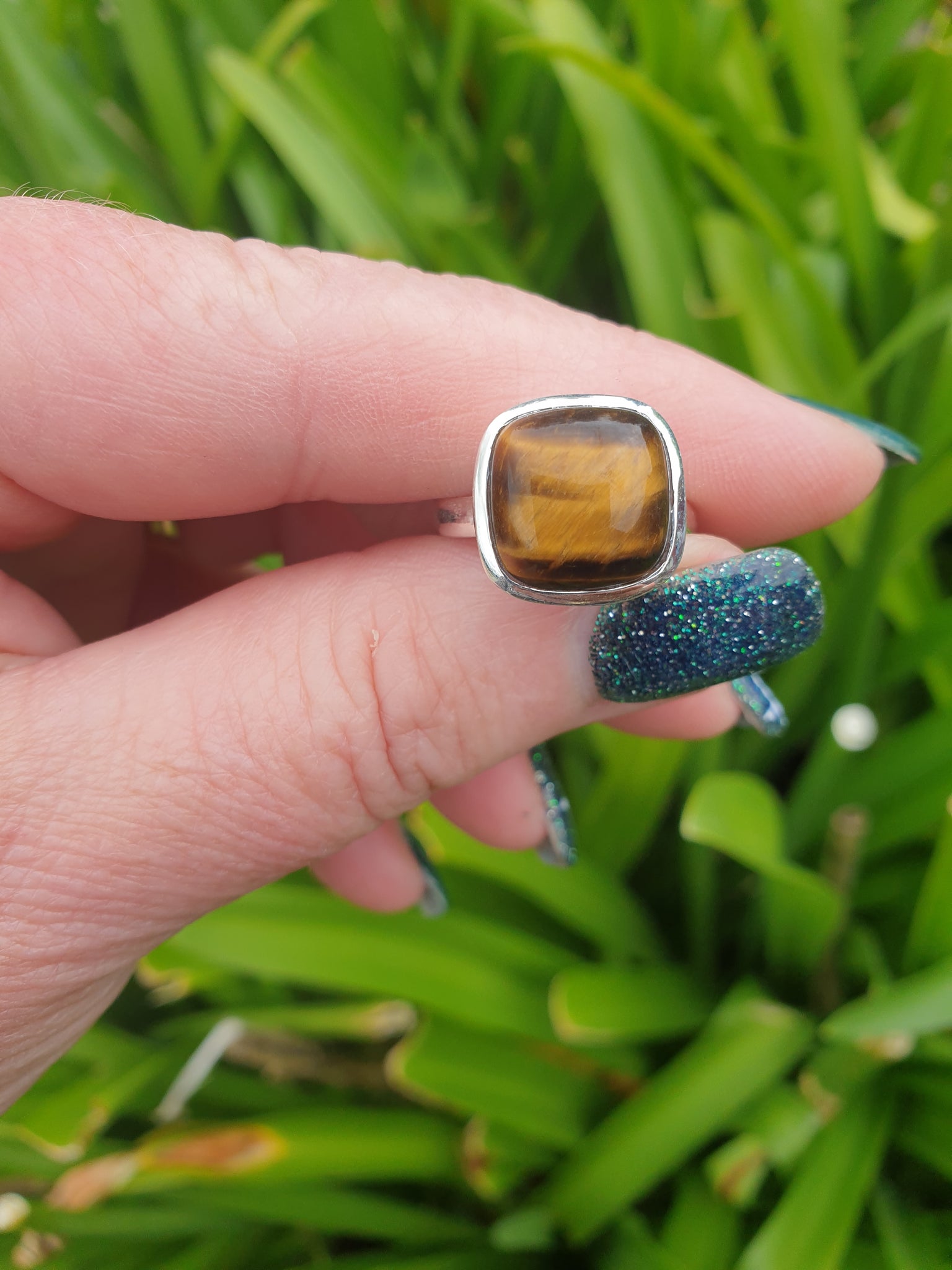 Tigers Eye | Polished Sterling Silver Adjustable Ring A