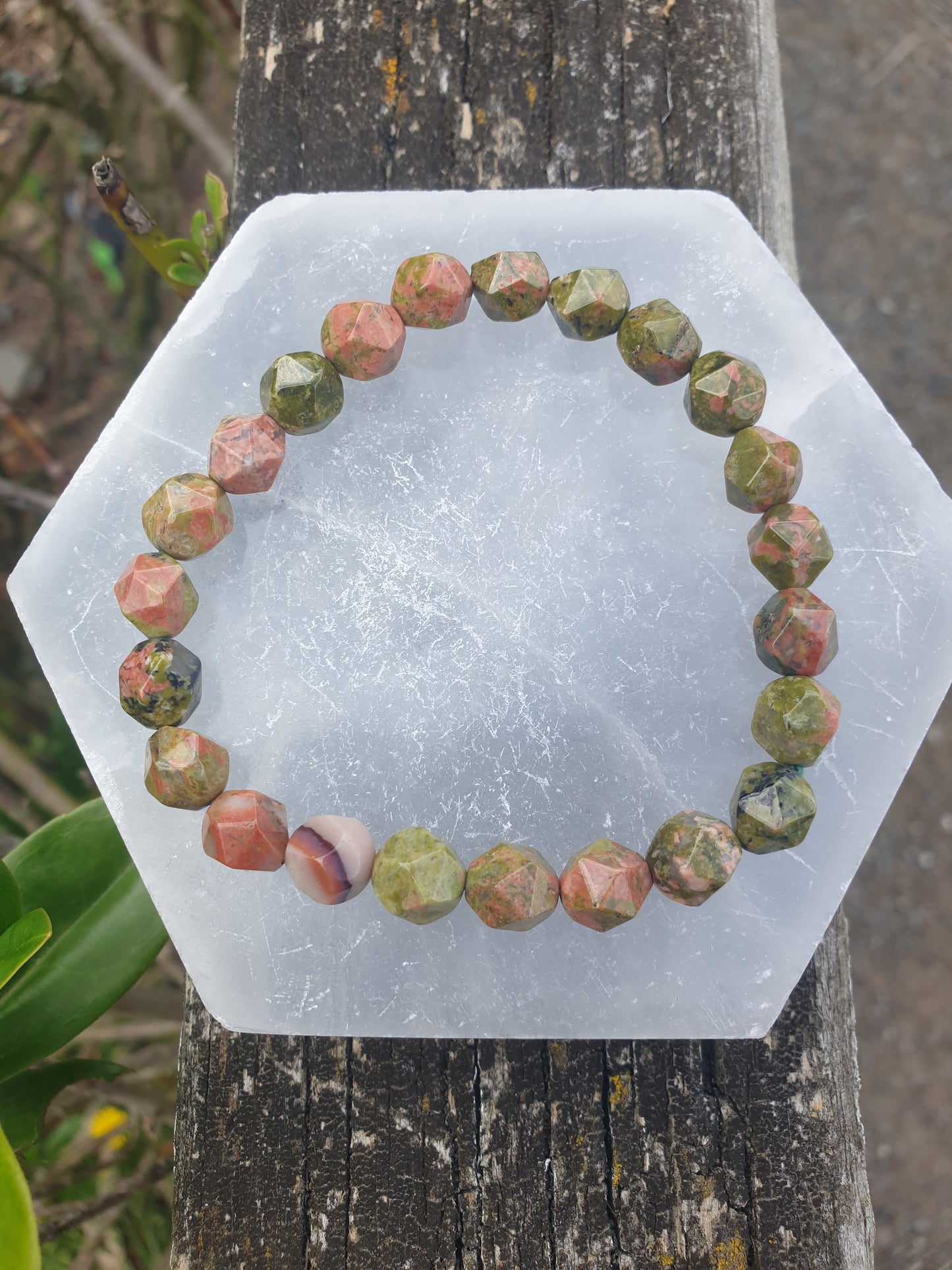 Unakite | Faceted Bead Bracelet