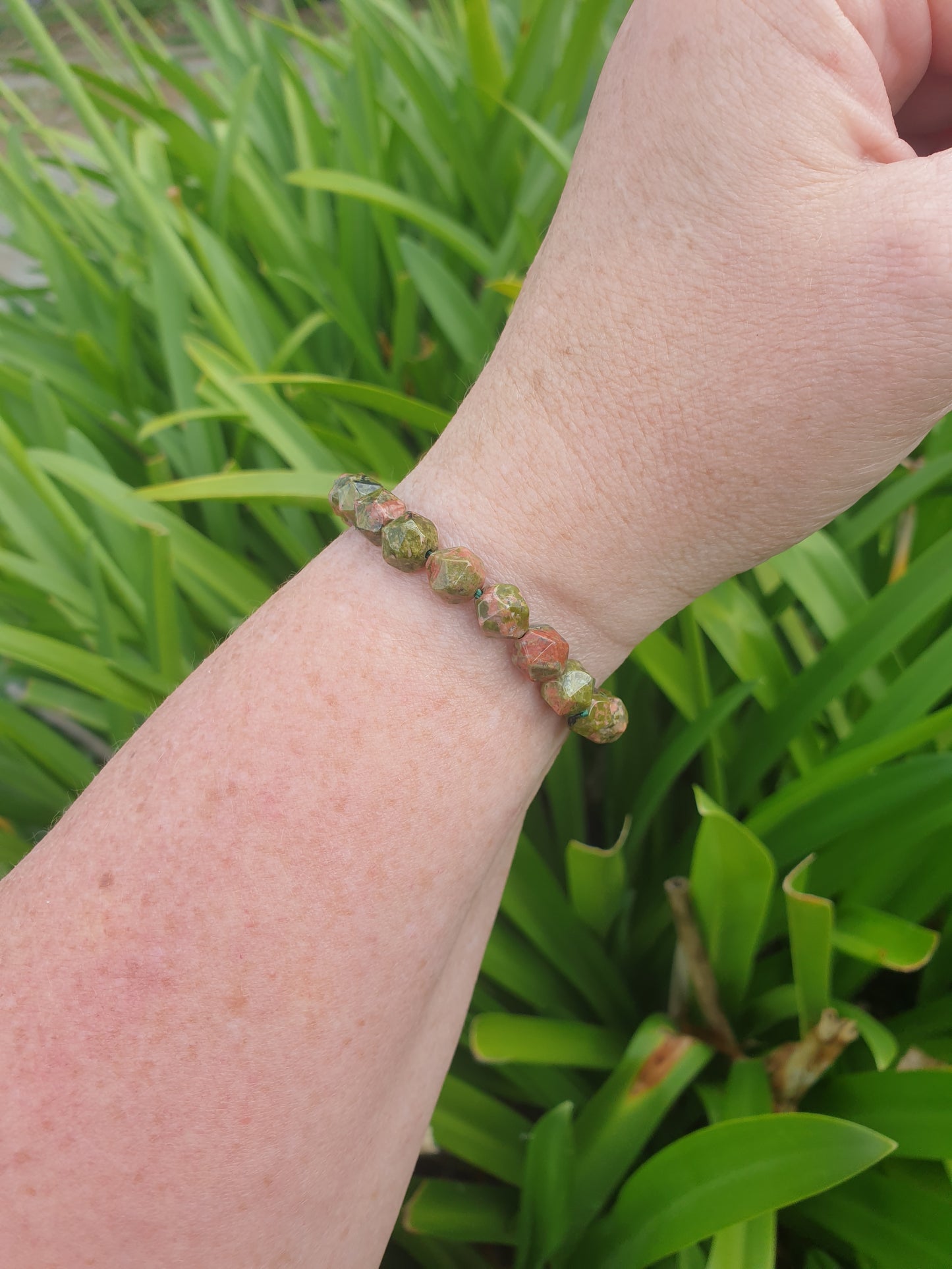 Unakite | Faceted Bead Bracelet