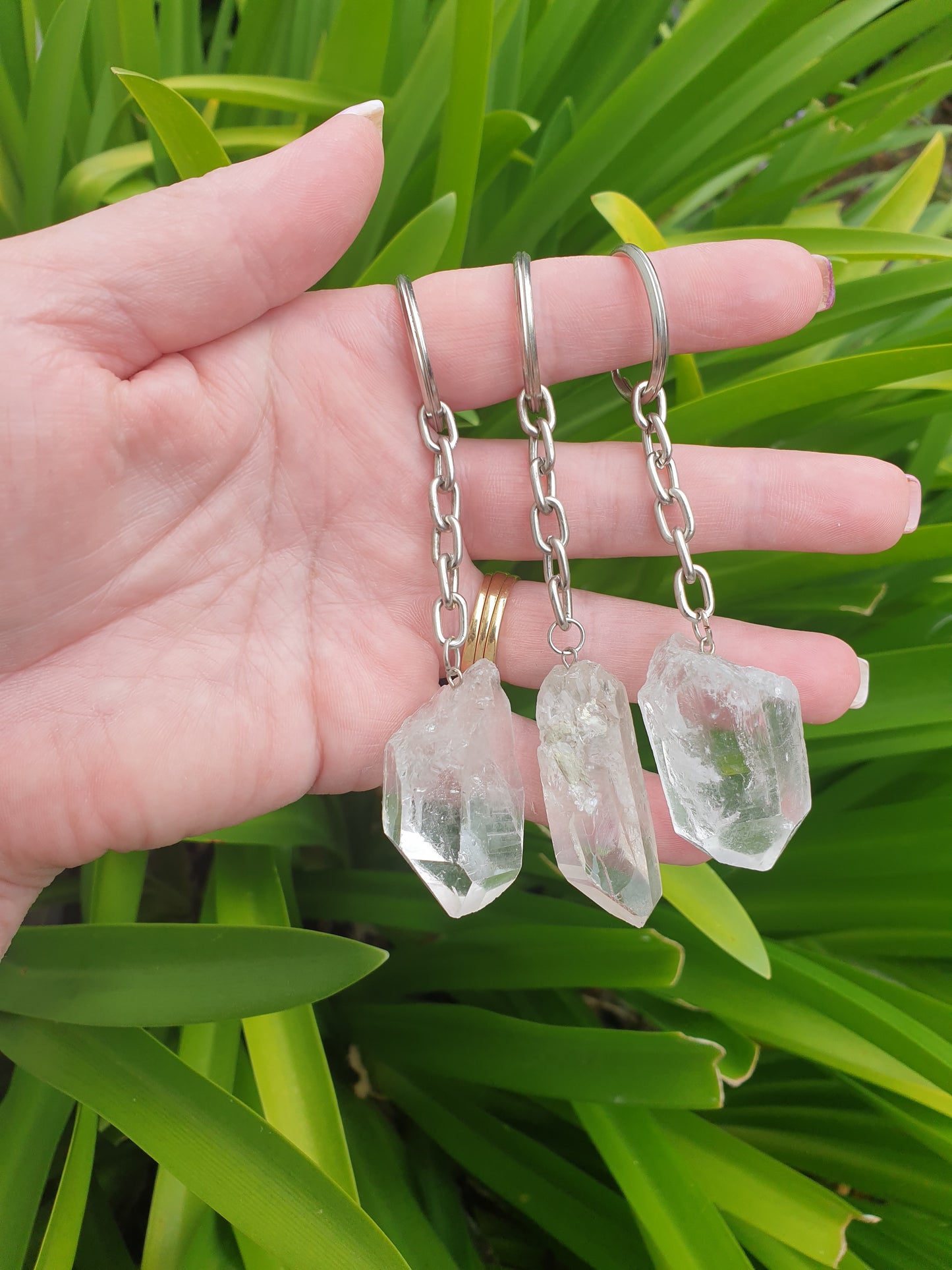 Clear Quartz Rough Point Crystal Keyring