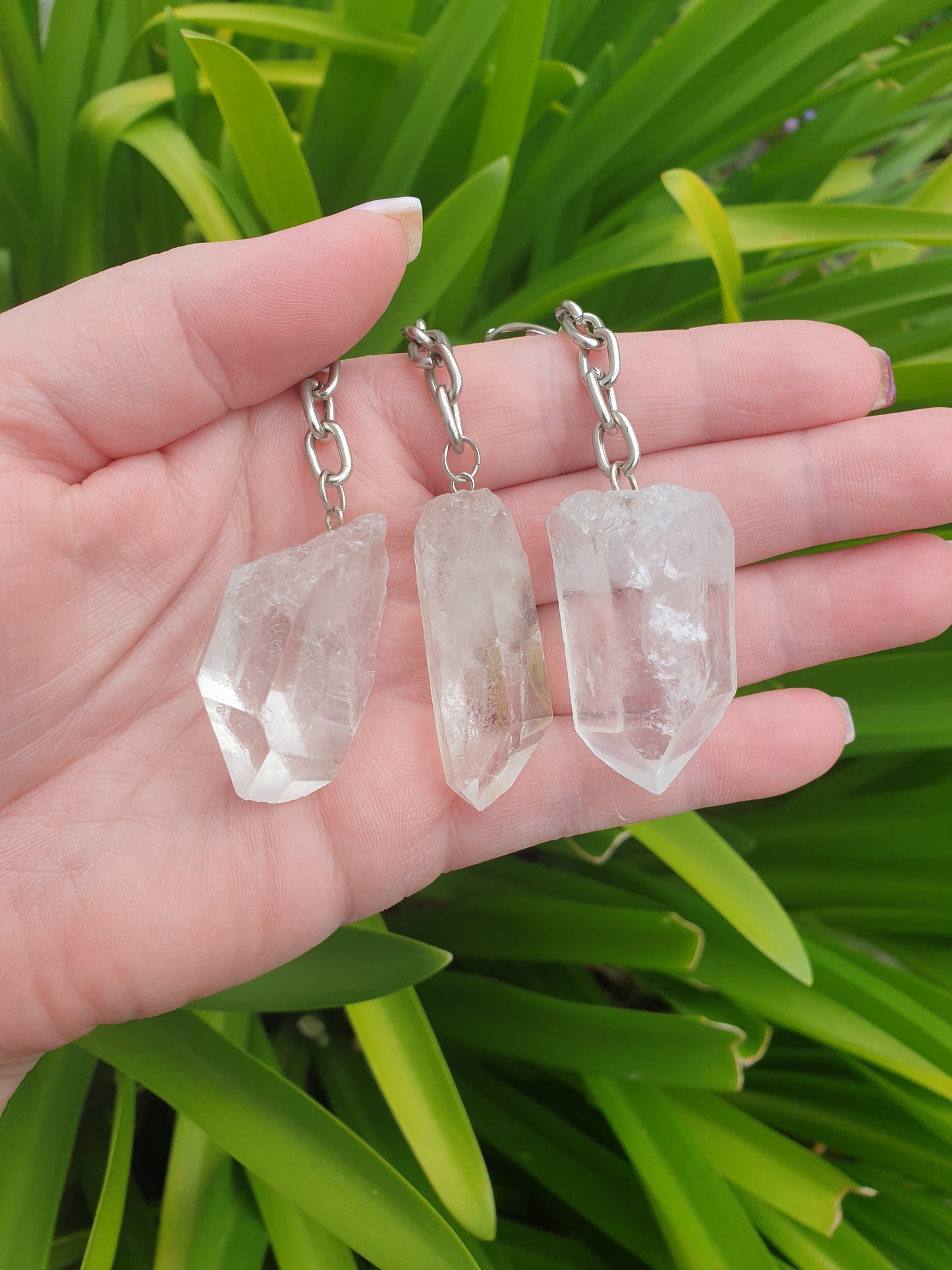 Clear Quartz Rough Point Crystal Keyring