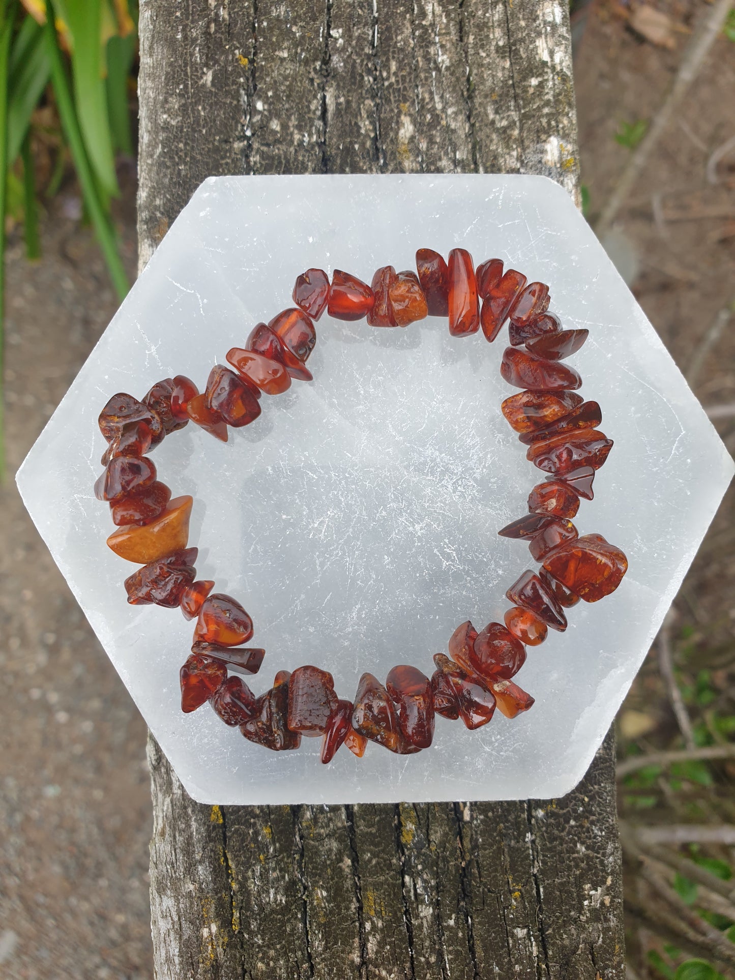 Amber  Crystal Chip Bracelet