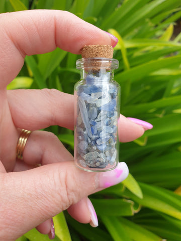 Blue Kyanite Crystal Chip Bottle
