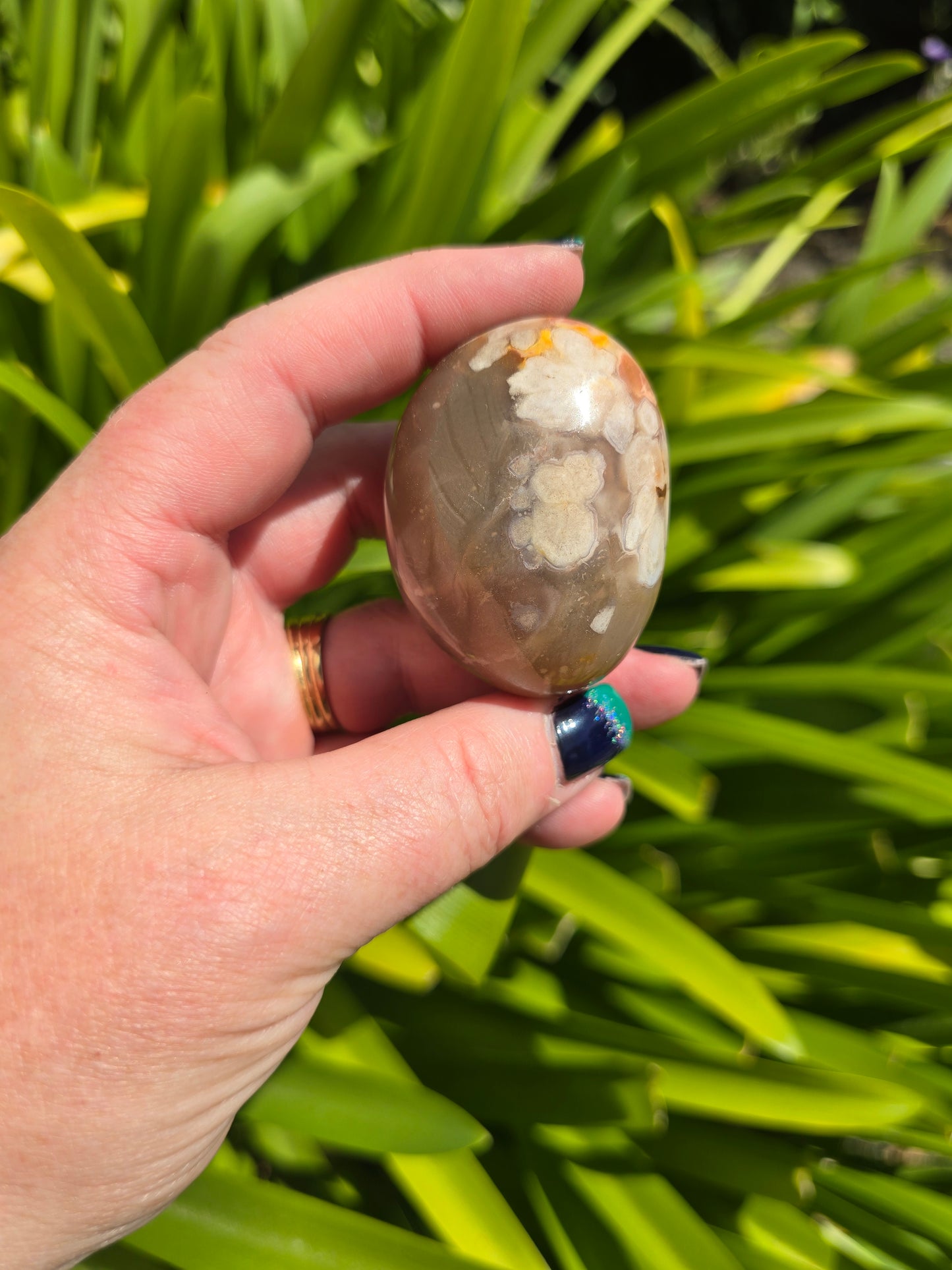 Flower Agate Palm Stone A