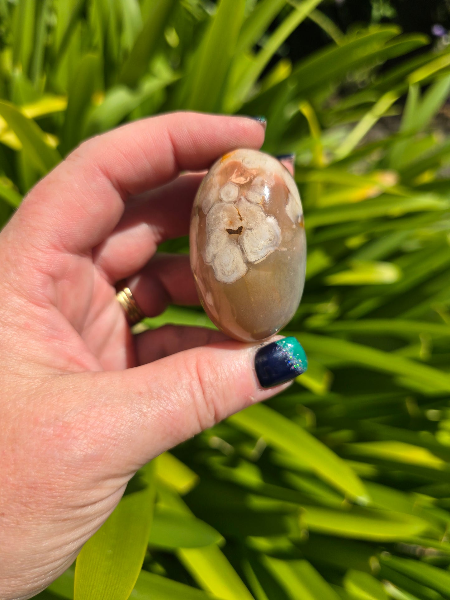 Flower Agate Palm Stone A