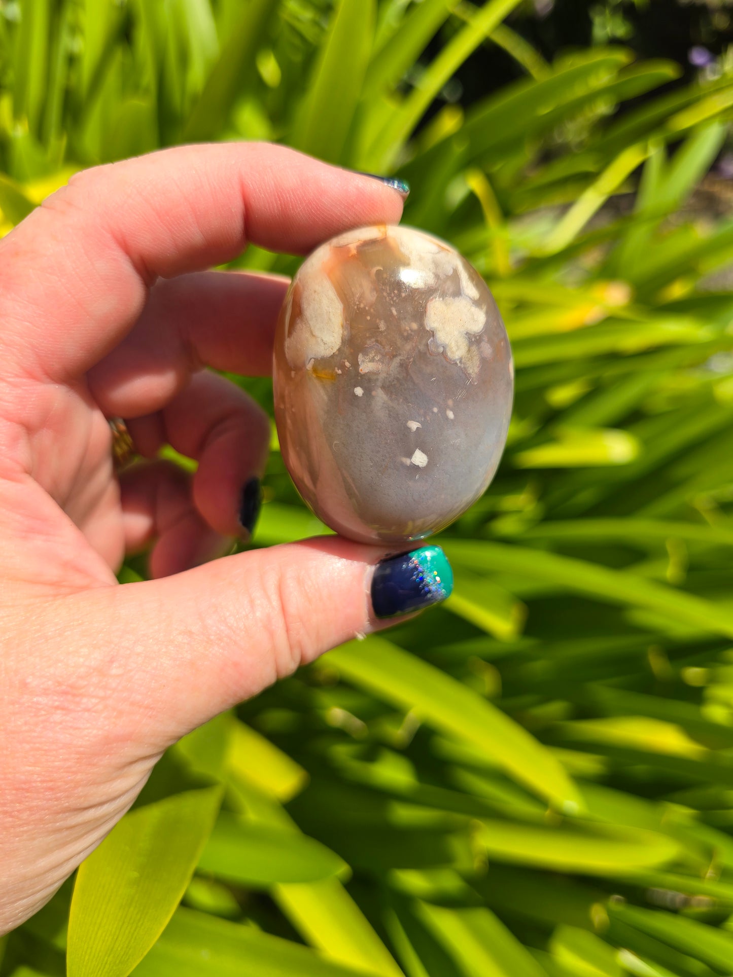 Flower Agate Palm Stone A