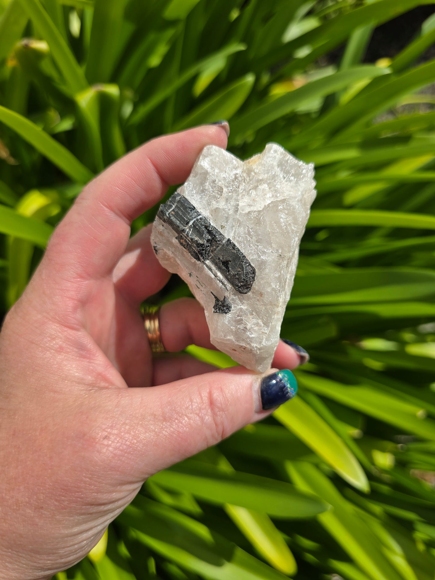 Black Tourmaline & Quartz Rough Piece B