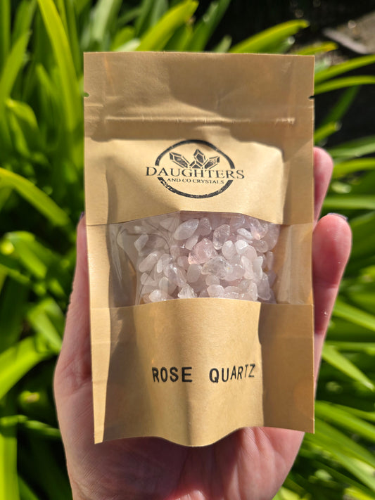 Rose Quartz Crystal Chip 100 gms Bag