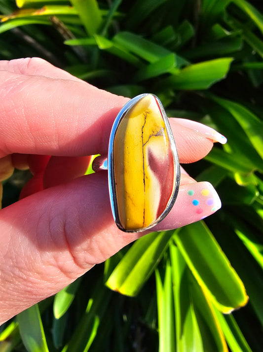 Mookaite Jasper | Polished Adjustable Sterling Silver Ring A