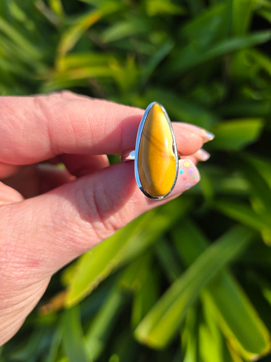 Mookaite Jasper | Polished Adjustable Sterling Silver Ring B