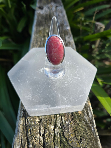 Rhodonite | Polished Sterling Silver Adjustable Ring A