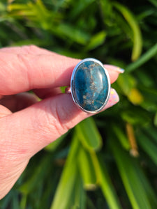 Blue Apatite | Polished Adjustable Sterling Silver Ring A
