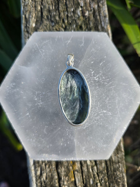 Seraphinite | Polished Sterling Silver Pendant C