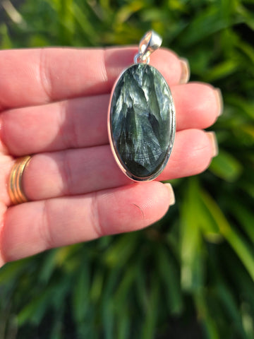 Seraphinite | Polished Sterling Silver Pendant C