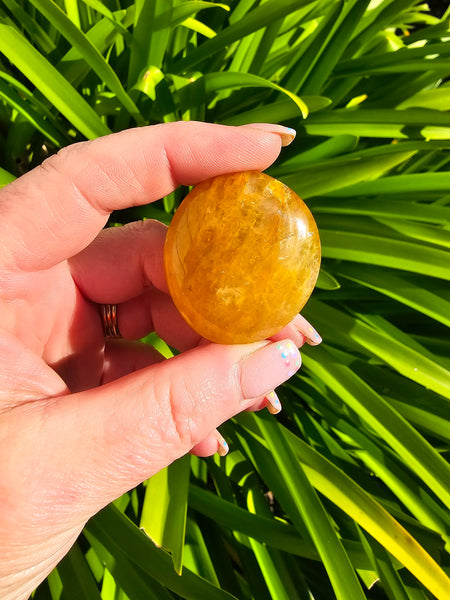 Golden Healer Quartz Palm Stone Small