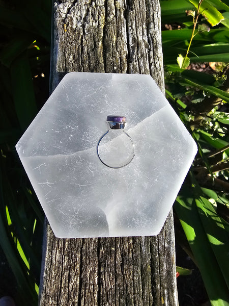 Charoite | Polished Sterling Silver Adjustable Ring A