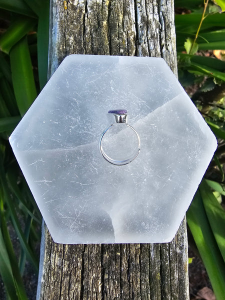 Charoite | Polished Sterling Silver Adjustable Ring F