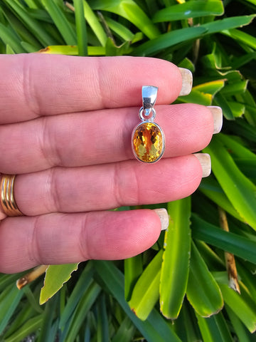 Citrine | Faceted Cut Sterling Silver Pendant A