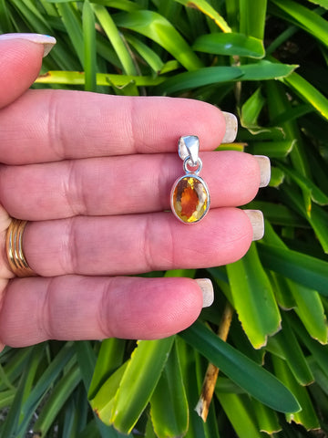 Citrine | Faceted Cut Sterling Silver Pendant C