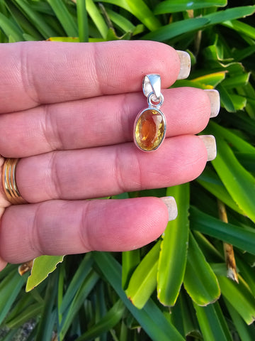 Citrine | Faceted Cut Sterling Silver Pendant D