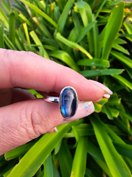 Blue Kyanite | Polished Sterling Silver Adjustable Ring G