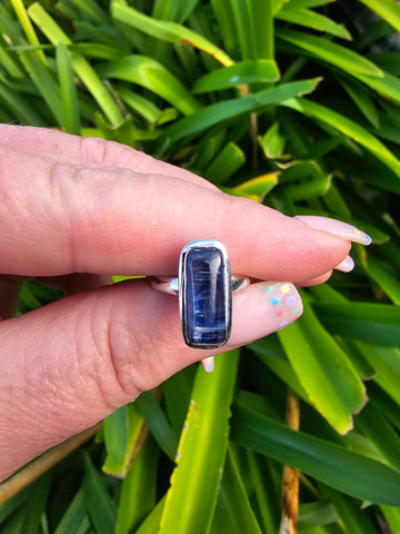 Blue Kyanite | Polished Sterling Silver Adjustable Ring C