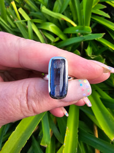 Blue Kyanite | Polished Sterling Silver Adjustable Ring D