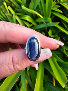 Blue Kyanite | Polished Sterling Silver Adjustable Ring E