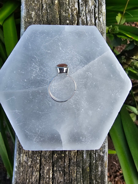 Orange Kyanite | Rose Cut Sterling Silver Adjustable Ring A