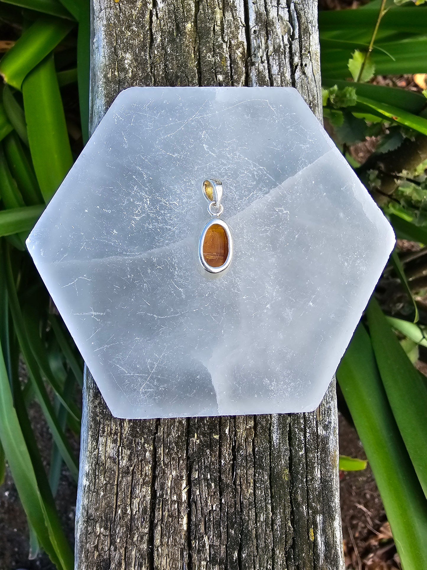 Orange Kyanite | Rose Cut Sterling Silver Pendant A