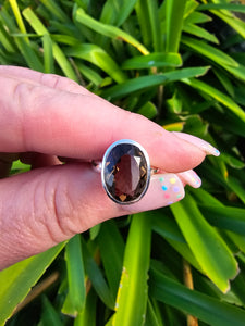 Smoky Quartz | Faceted Sterling Silver Adjustable Ring C