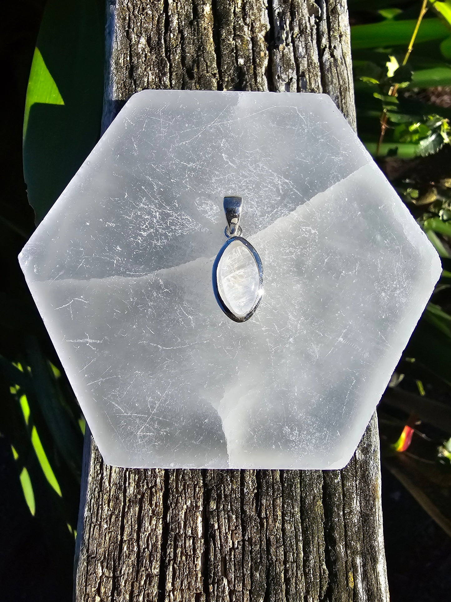 Rainbow Moonstone | Polished Sterling Silver Pendant A