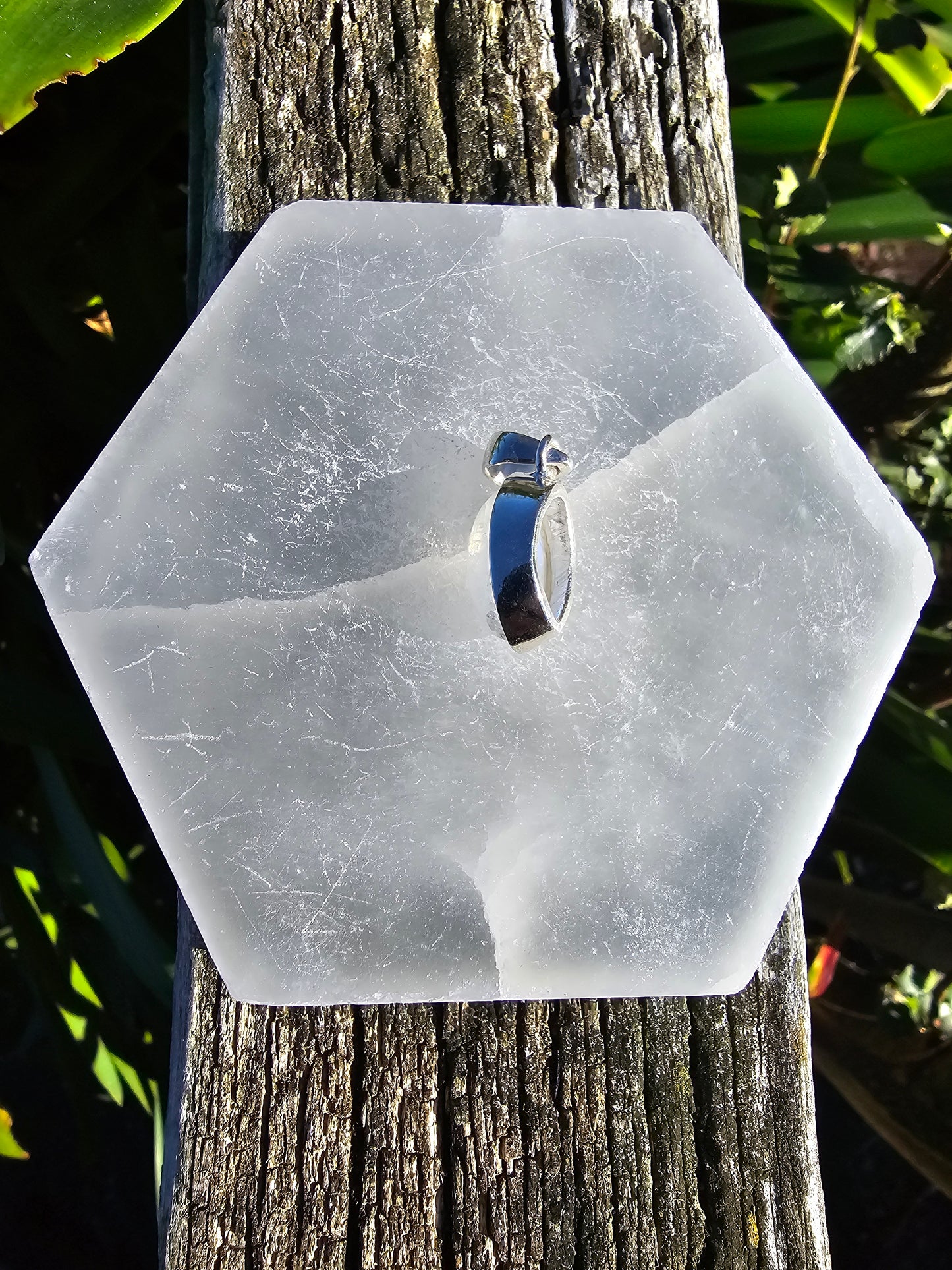 Rainbow Moonstone | Polished Sterling Silver Pendant A