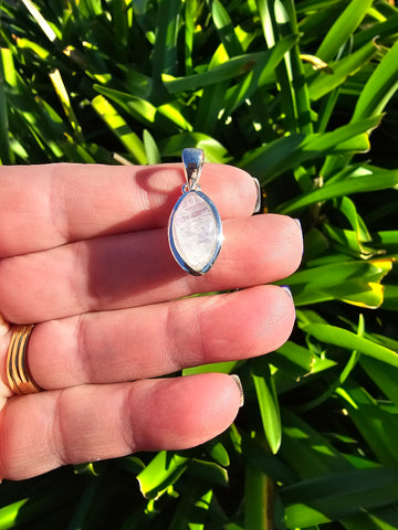 Rainbow Moonstone | Polished Sterling Silver Pendant A