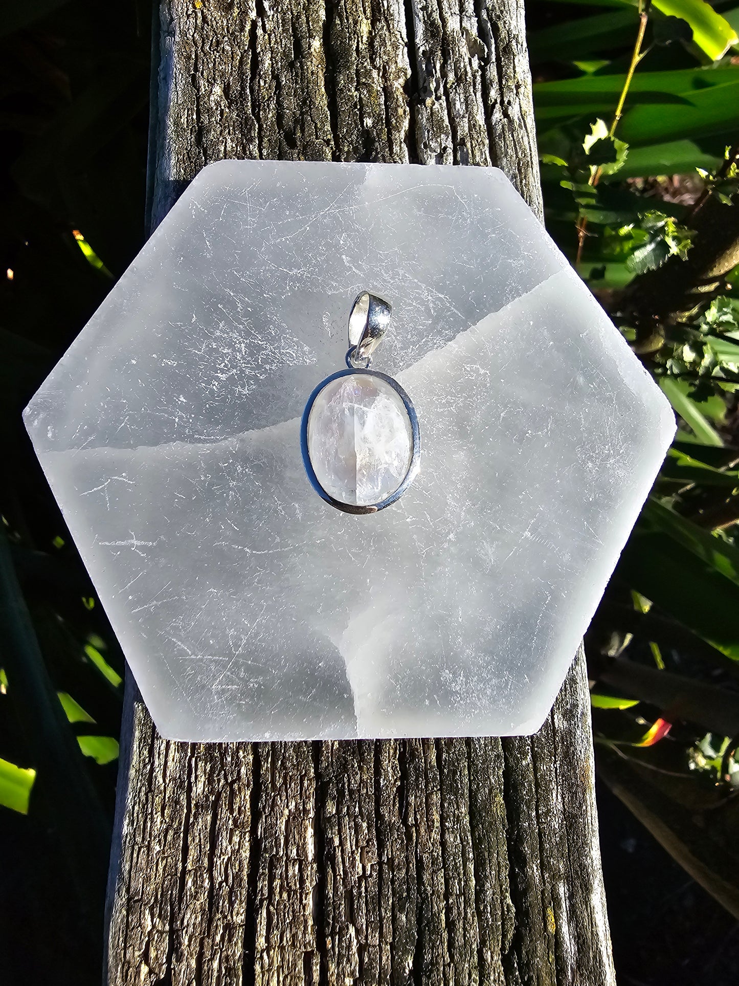 Rainbow Moonstone | Polished Sterling Silver Pendant B