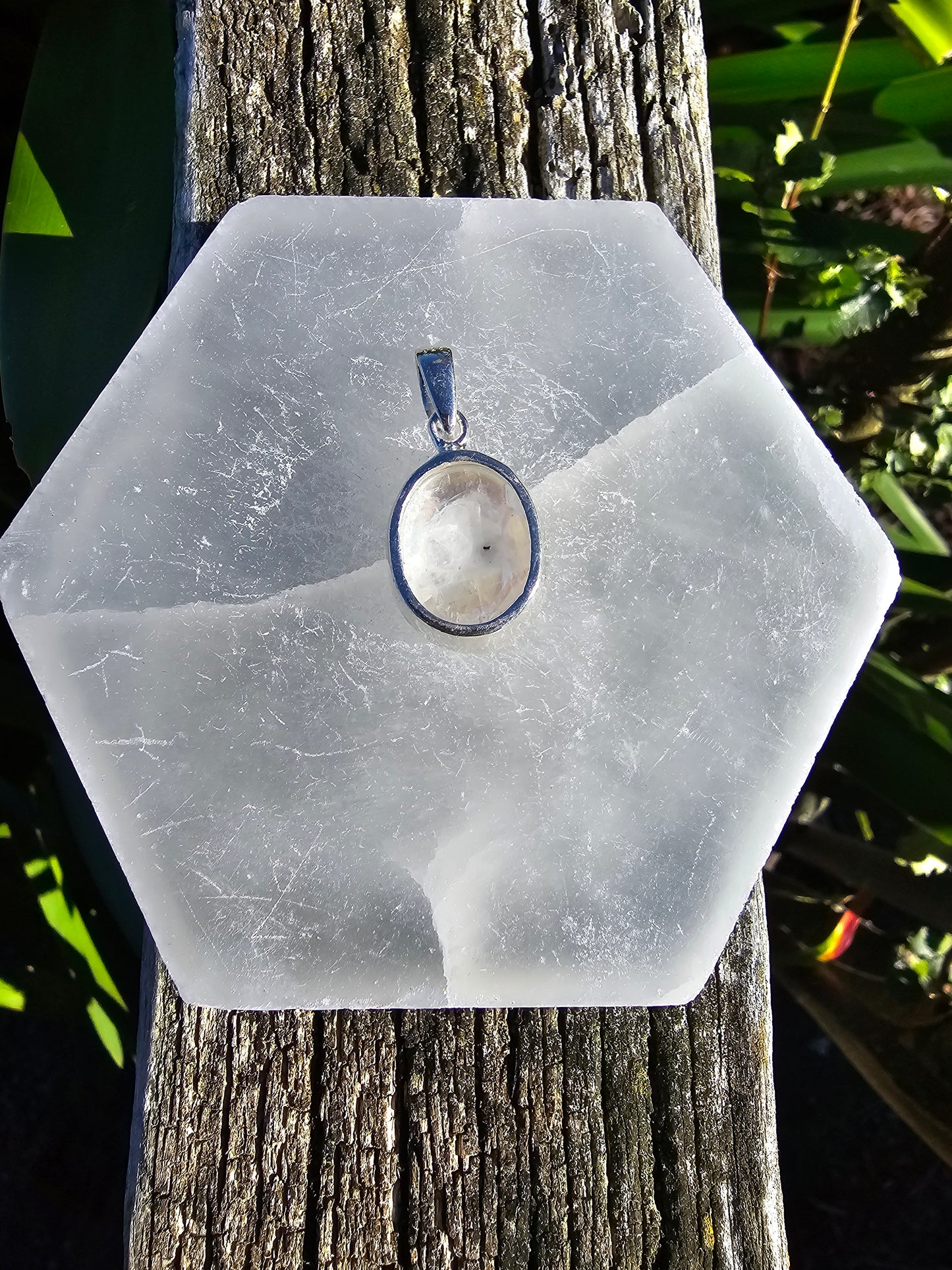 Rainbow Moonstone | Polished Sterling Silver Pendant B