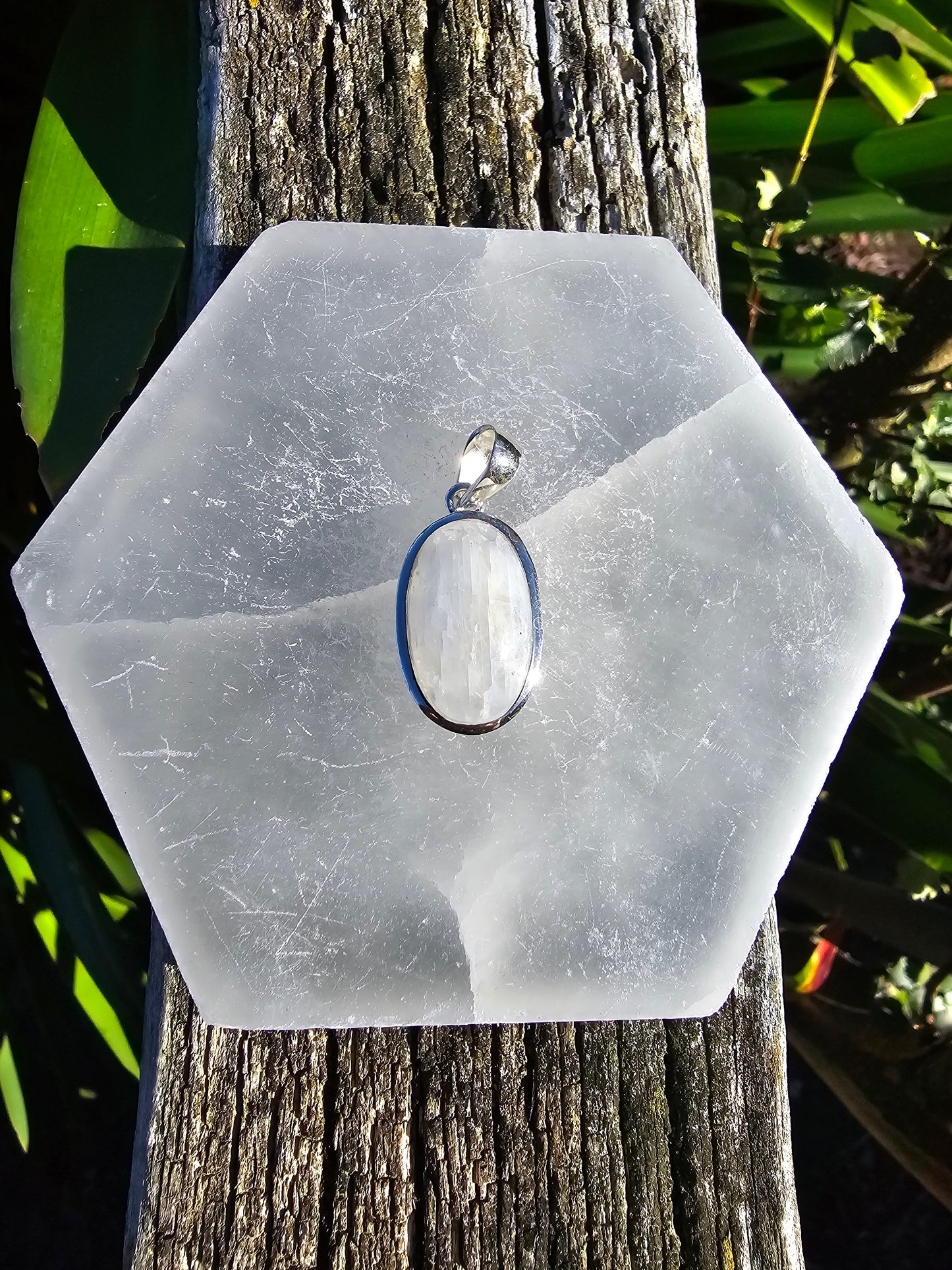 Rainbow Moonstone | Polished Sterling Silver Pendant C