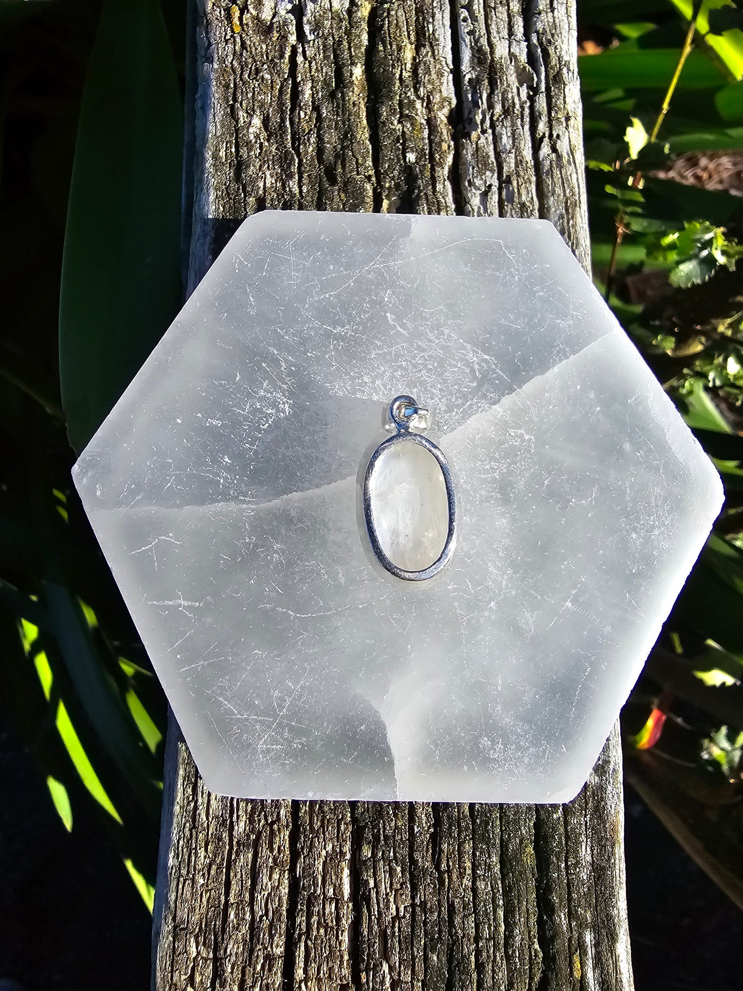 Rainbow Moonstone | Polished Sterling Silver Pendant C