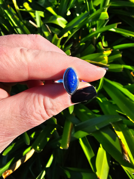 Lapis Lazuli | Polished Adjustable Sterling Silver Ring B