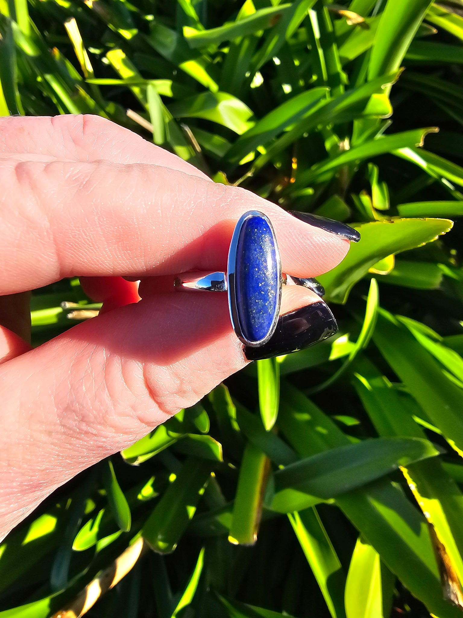 Lapis Lazuli | Polished Adjustable Sterling Silver Ring E