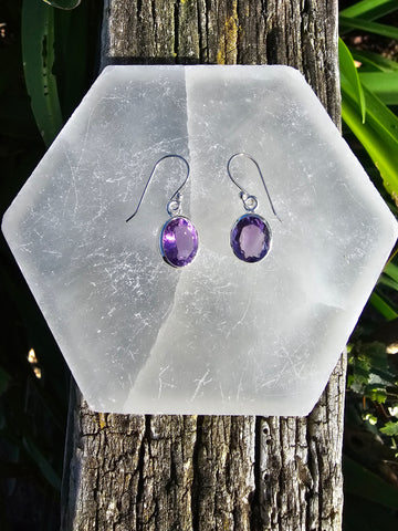 Amethyst | Faceted Sterling Silver Earrings A